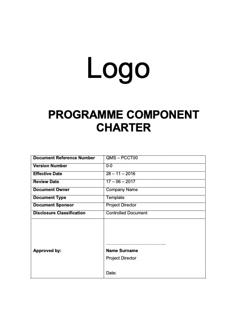 Programme Component Charter Rev 0-0